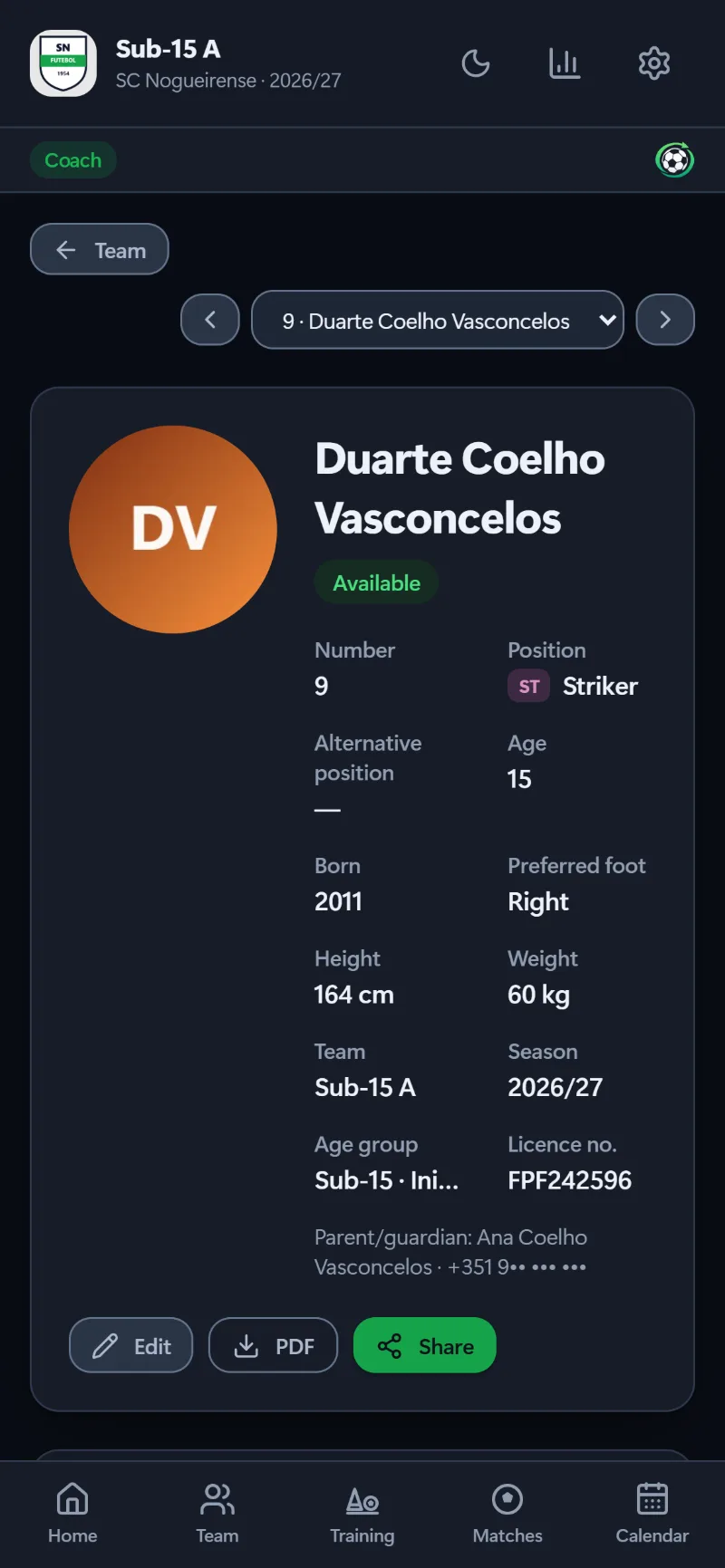 The player profile